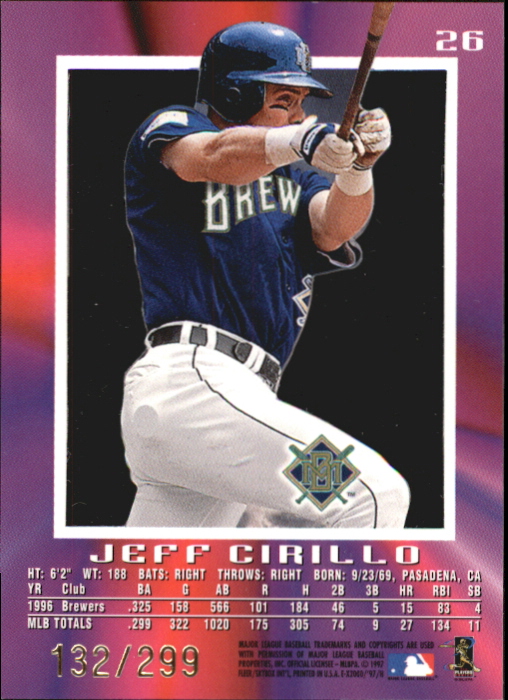 1997 E-X2000 Credentials #26 Jeff Cirillo back image