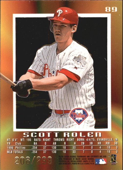 1997 E-X2000 Credentials #89 Scott Rolen back image