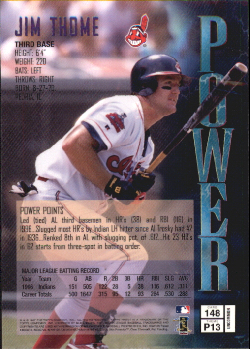 1997 Finest Embossed #148 Jim Thome S back image