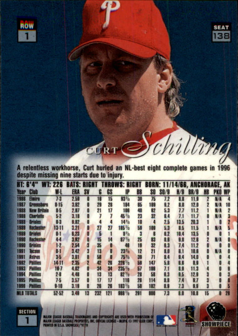 1997 Flair Showcase Row 1 #138 Curt Schilling back image