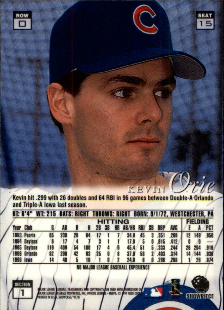 1997 Flair Showcase Row 0 #15 Kevin Orie back image