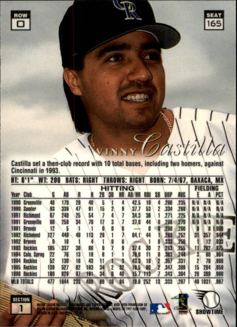 1997 Flair Showcase Row 0 #165 Vinny Castilla back image