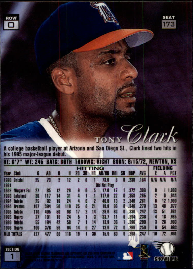 1997 Flair Showcase Row 0 #173 Tony Clark back image