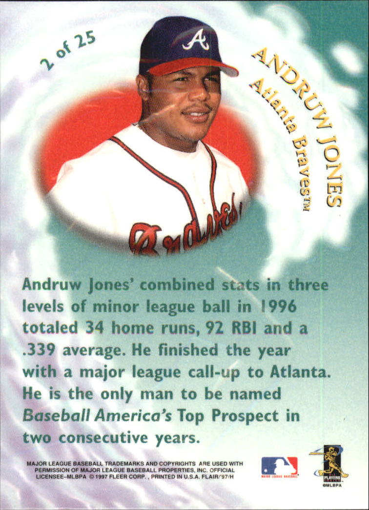 1997 Flair Showcase Wave of the Future #2 Andruw Jones back image