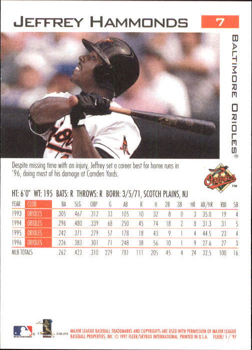 1997 Fleer Baseball "Main Set" Base Cards #1 to #200 - Picture 15 of 385