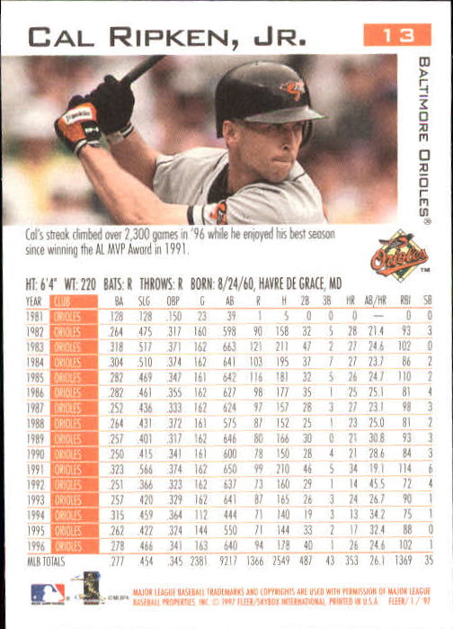 1997 Fleer Baseball "Main Set" Base Cards #1 to #200 - Picture 27 of 385