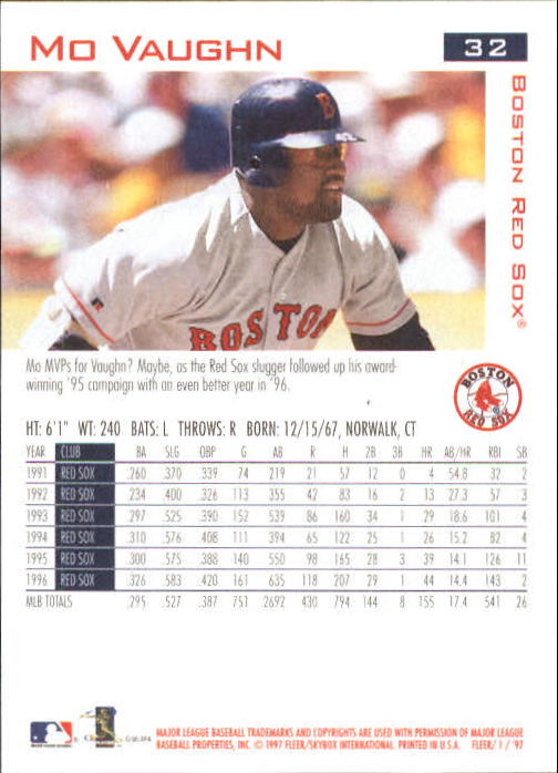 1997 Fleer Baseball "Main Set" Base Cards #1 to #200 - Picture 65 of 385