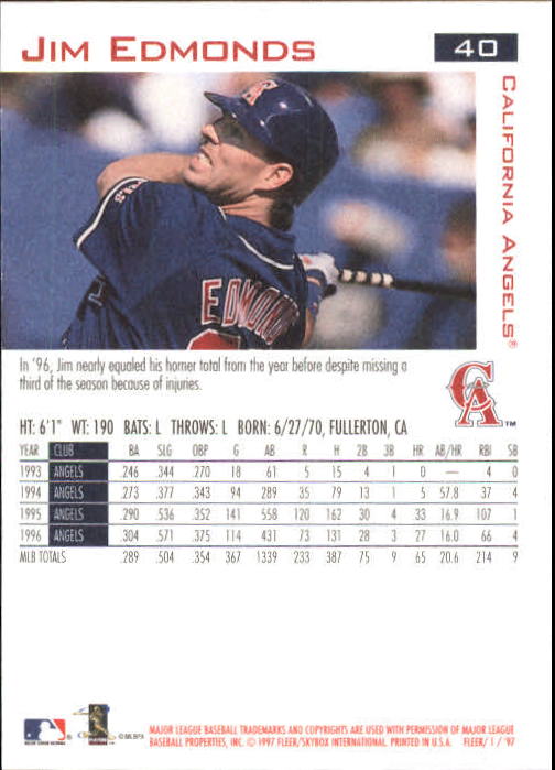 1997 Fleer Baseball "Main Set" Base Cards #1 to #200 - Picture 81 of 385