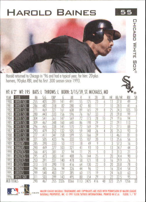 1997 Fleer Baseball "Main Set" Base Cards #1 to #200 - Picture 111 of 385