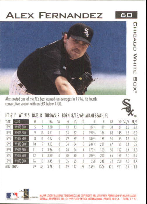 1997 Fleer Baseball "Main Set" Base Cards #1 to #200 - Picture 121 of 385