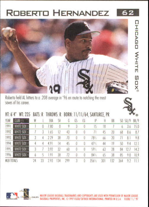 1997 Fleer Baseball "Main Set" Base Cards #1 to #200 - Picture 125 of 385