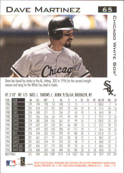 1997 Fleer Baseball "Main Set" Base Cards #1 to #200 - Picture 131 of 385