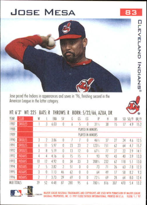 1997 Fleer Baseball "Main Set" Base Cards #1 to #200 - Picture 167 of 385