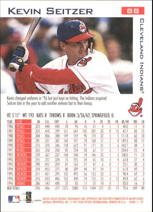 1997 Fleer Baseball "Main Set" Base Cards #1 to #200 - Picture 177 of 385