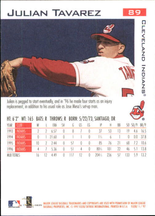 1997 Fleer Baseball "Main Set" Base Cards #1 to #200 - Picture 179 of 385