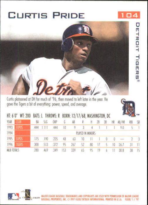 1997 Fleer Baseball "Main Set" Base Cards #1 to #200 - Picture 195 of 385