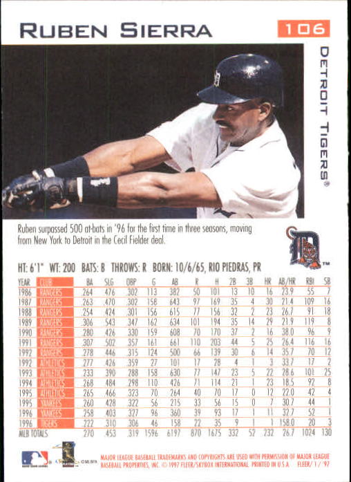1997 Fleer Baseball "Main Set" Base Cards #1 to #200 - Picture 199 of 385