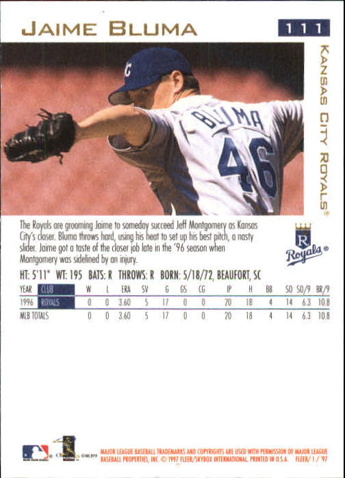 1997 Fleer Baseball "Main Set" Base Cards #1 to #200 - Picture 207 of 385