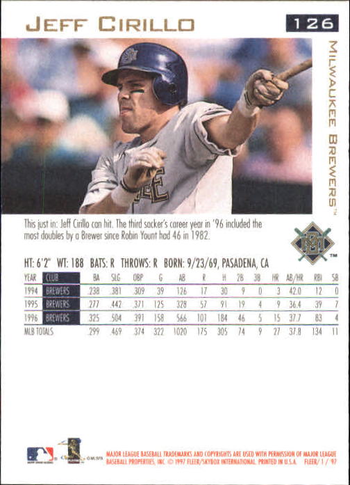 1997 Fleer Baseball "Main Set" Base Cards #1 to #200 - Picture 237 of 385