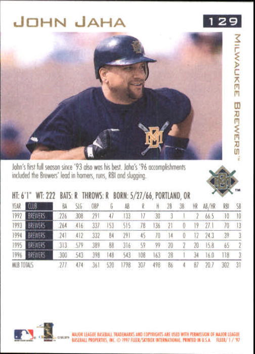 1997 Fleer Baseball "Main Set" Base Cards #1 to #200 - Picture 243 of 385