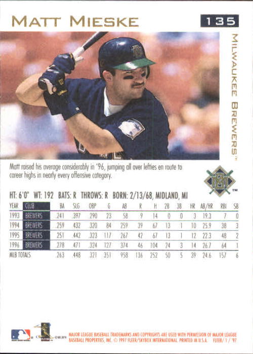 1997 Fleer Baseball "Main Set" Base Cards #1 to #200 - Picture 255 of 385