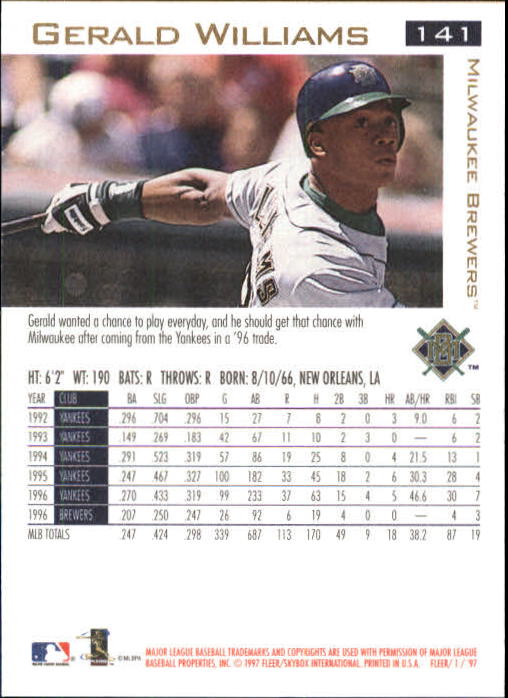 1997 Fleer Baseball "Main Set" Base Cards #1 to #200 - Picture 267 of 385