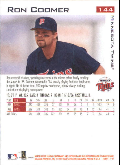 1997 Fleer Baseball "Main Set" Base Cards #1 to #200 - Picture 273 of 385