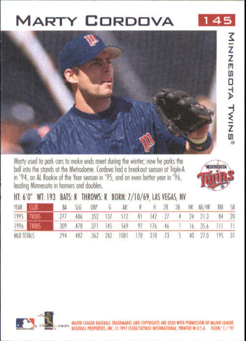 1997 Fleer Baseball "Main Set" Base Cards #1 to #200 - Picture 275 of 385