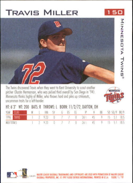 1997 Fleer Baseball "Main Set" Base Cards #1 to #200 - Picture 285 of 385