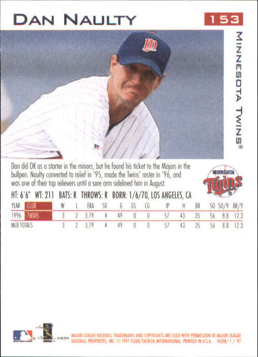 1997 Fleer Baseball "Main Set" Base Cards #1 to #200 - Picture 291 of 385