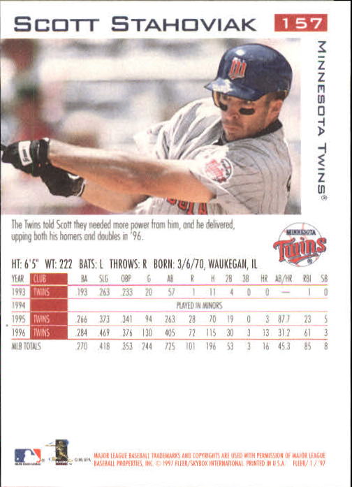 1997 Fleer Baseball "Main Set" Base Cards #1 to #200 - Picture 299 of 385