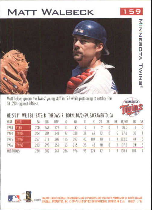 1997 Fleer Baseball "Main Set" Base Cards #1 to #200 - Picture 303 of 385