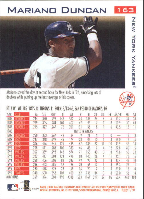 1997 Fleer Baseball "Main Set" Base Cards #1 to #200 - Picture 311 of 385