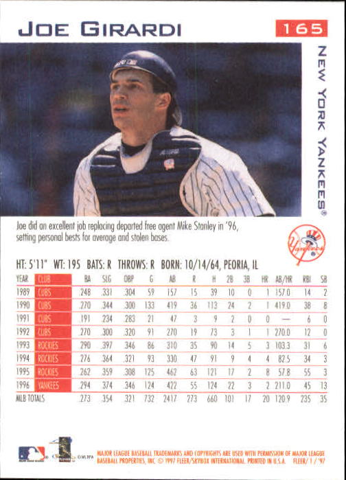 1997 Fleer Baseball "Main Set" Base Cards #1 to #200 - Picture 315 of 385
