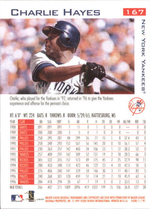 1997 Fleer Baseball "Main Set" Base Cards #1 to #200 - Picture 319 of 385