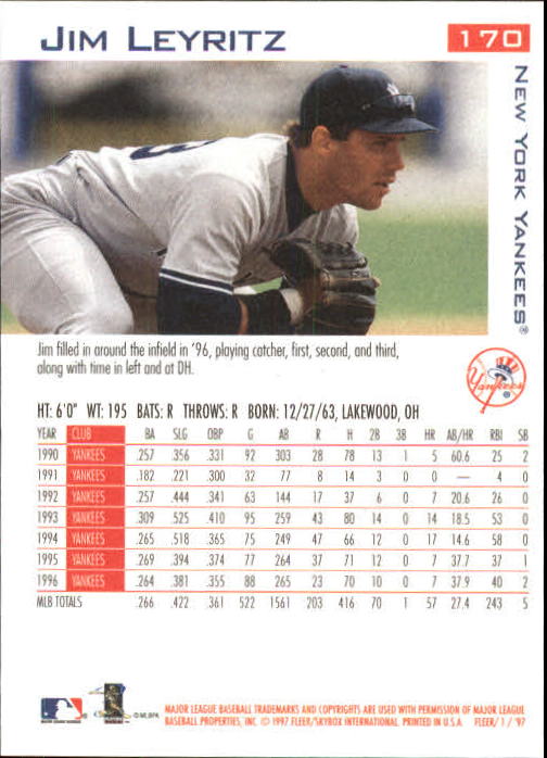 1997 Fleer Baseball "Main Set" Base Cards #1 to #200 - Picture 325 of 385