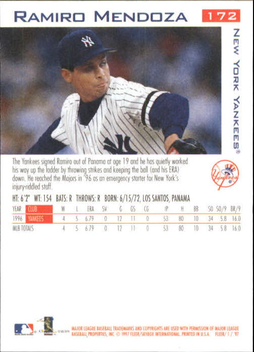 1997 Fleer Baseball "Main Set" Base Cards #1 to #200 - Picture 329 of 385