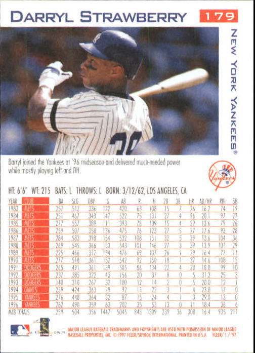 1997 Fleer Baseball "Main Set" Base Cards #1 to #200 - Picture 343 of 385