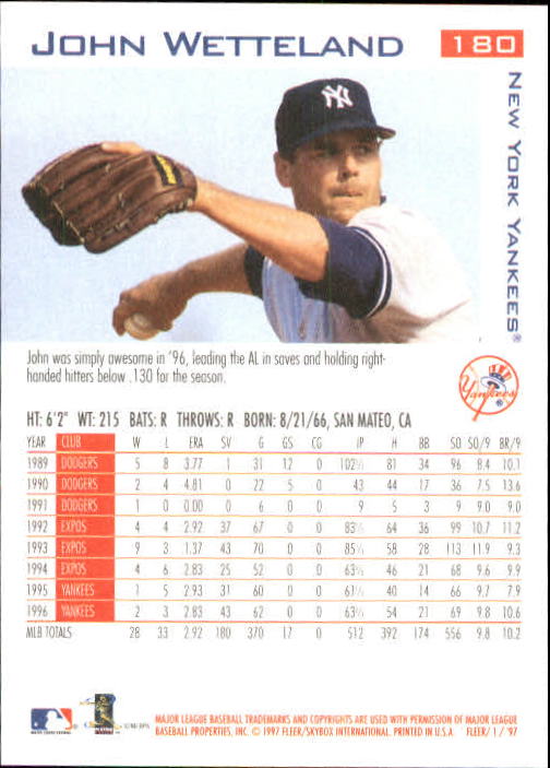 1997 Fleer Baseball "Main Set" Base Cards #1 to #200 - Picture 345 of 385
