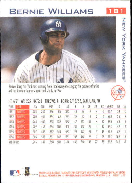 1997 Fleer Baseball "Main Set" Base Cards #1 to #200 - Picture 347 of 385