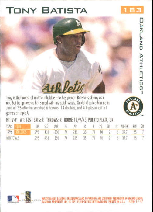 1997 Fleer Baseball "Main Set" Base Cards #1 to #200 - Picture 351 of 385