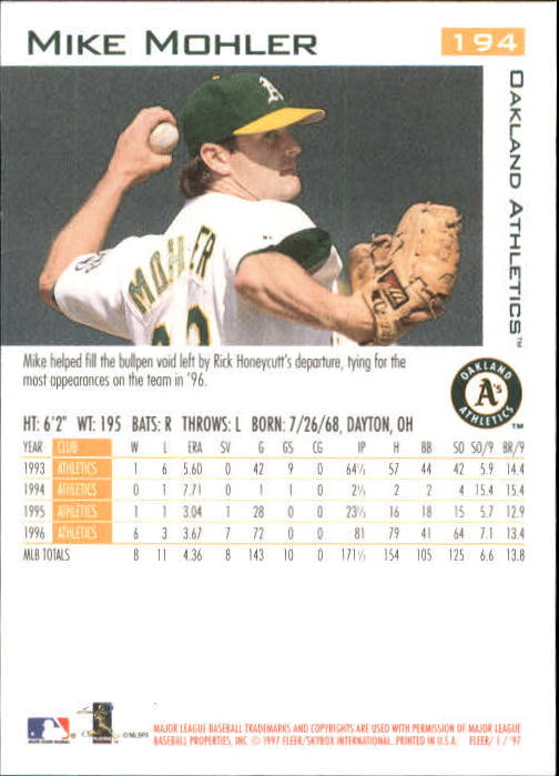 1997 Fleer Baseball "Main Set" Base Cards #1 to #200 - Picture 373 of 385