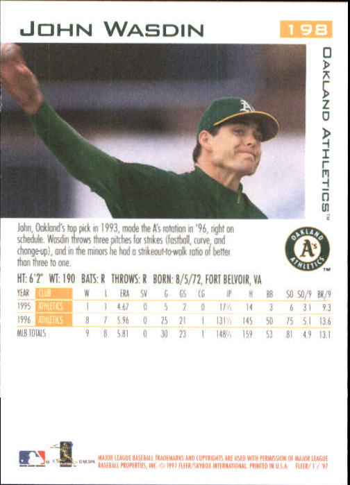 1997 Fleer Baseball "Main Set" Base Cards #1 to #200 - Picture 381 of 385