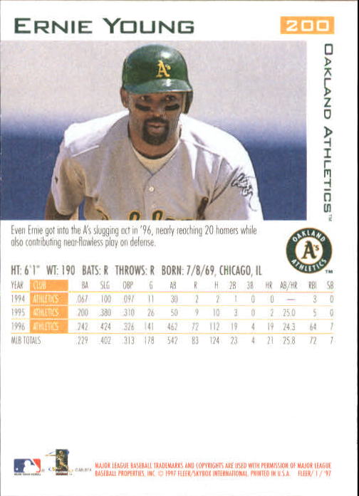 1997 Fleer Baseball "Main Set" Base Cards #1 to #200 - Picture 385 of 385