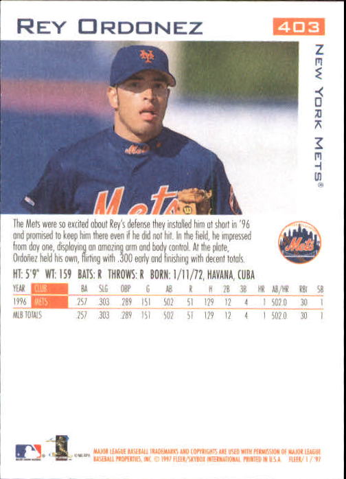 1997 Fleer Baseball "Main Set" Base Cards #401 to #600 - Picture 7 of 387