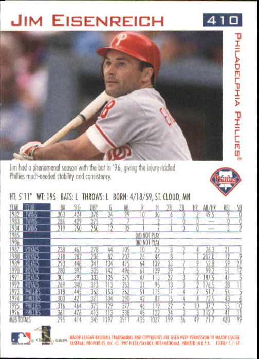 1997 Fleer Baseball "Main Set" Base Cards #401 to #600 - Picture 21 of 387