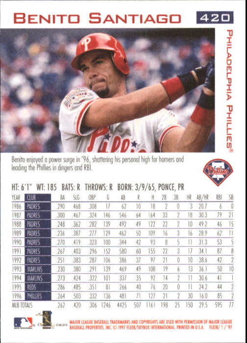 1997 Fleer Baseball "Main Set" Base Cards #401 to #600 - Picture 41 of 387
