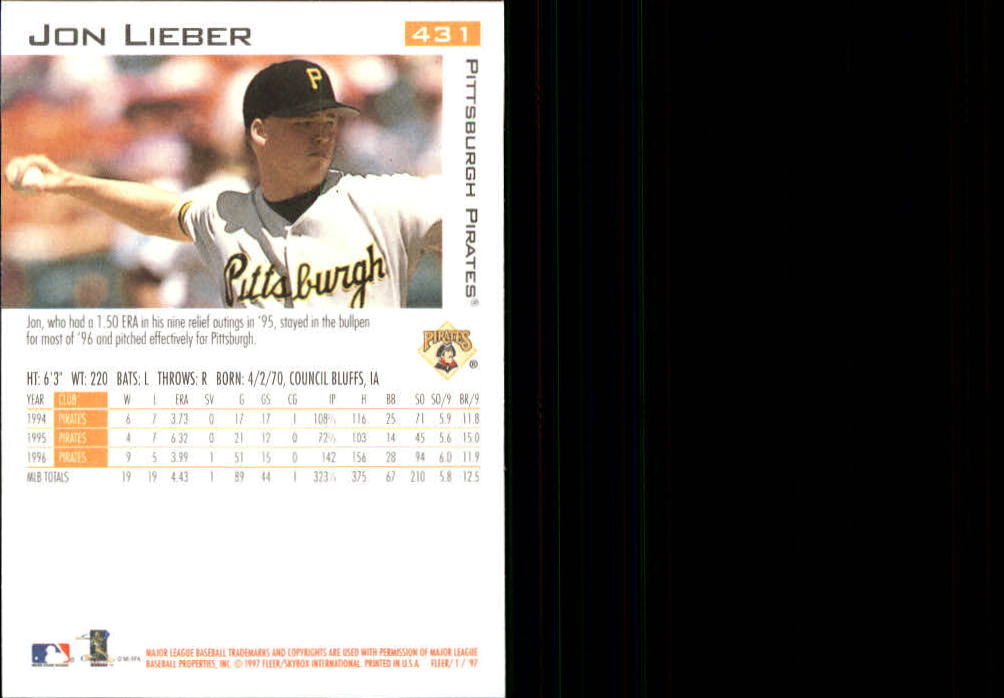1997 Fleer Baseball "Main Set" Base Cards #401 to #600 - Picture 63 of 387