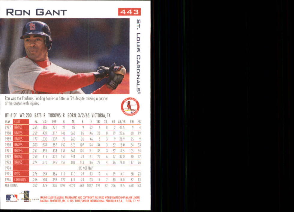 1997 Fleer Baseball "Main Set" Base Cards #401 to #600 - Picture 87 of 387