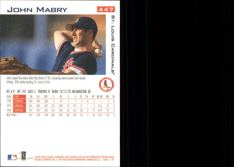 1997 Fleer Baseball "Main Set" Base Cards #401 to #600 - Picture 95 of 387